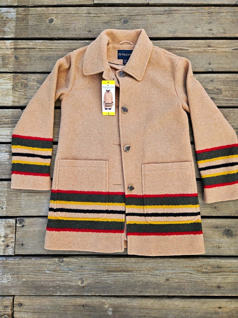 PENDLETON NWT Glacier National Park Wool Blend Coat Stripe Womens Small S Jacket